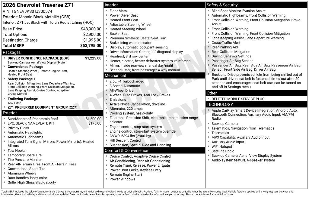 2026 Chevrolet Traverse Z71