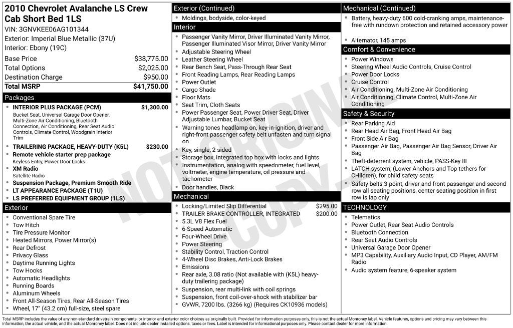 2010 Chevrolet Avalanche 1500 LS