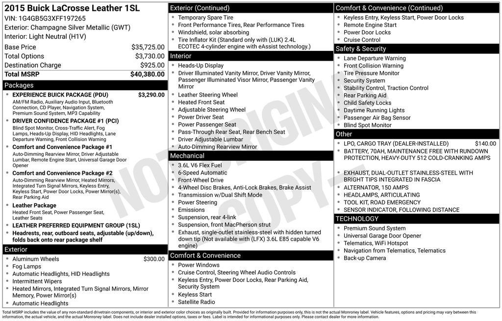 2015 Buick LaCrosse Leather