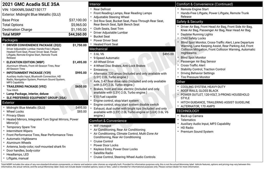 2021 GMC Acadia SLE