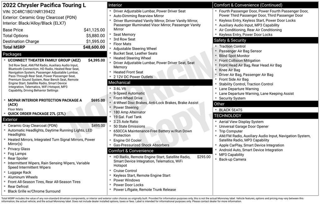 2022 Chrysler Pacifica Touring L