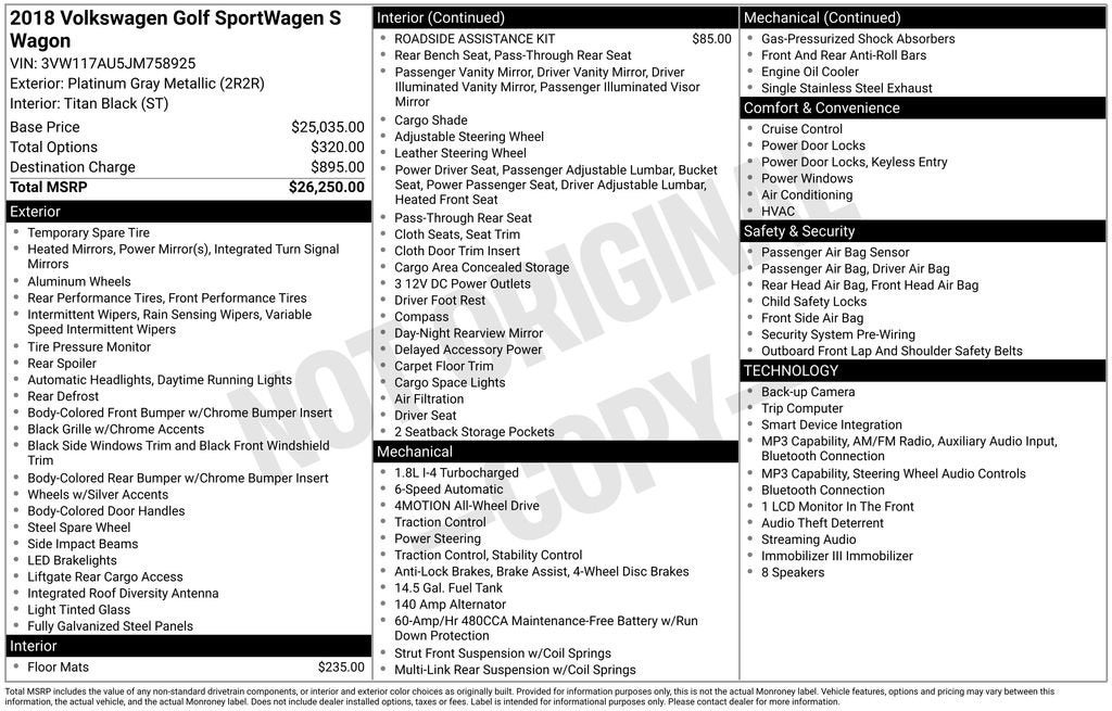 2018 Volkswagen Golf SportWagen TSI S